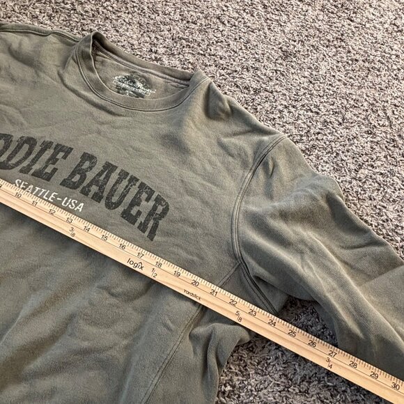 Eddie Bauer Heritage Wash Crewneck Sweatshirt Seattle-USA Olive Green Mens XL 10 - Picture 6 of 7